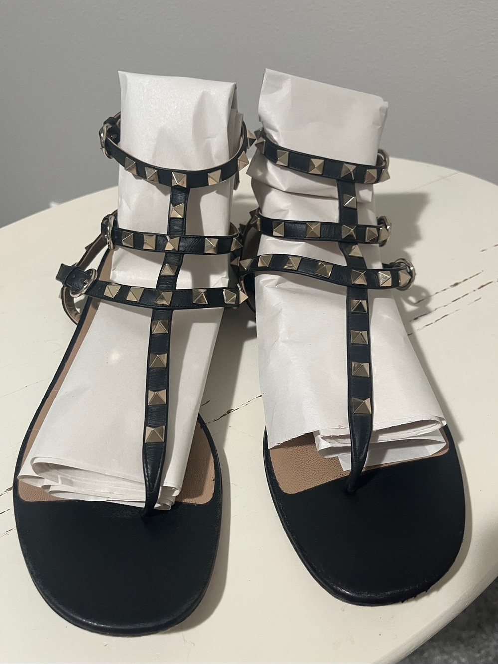 Valentino rock stud cage sandals Size 381/2  US 8 1/2 Black Designer
